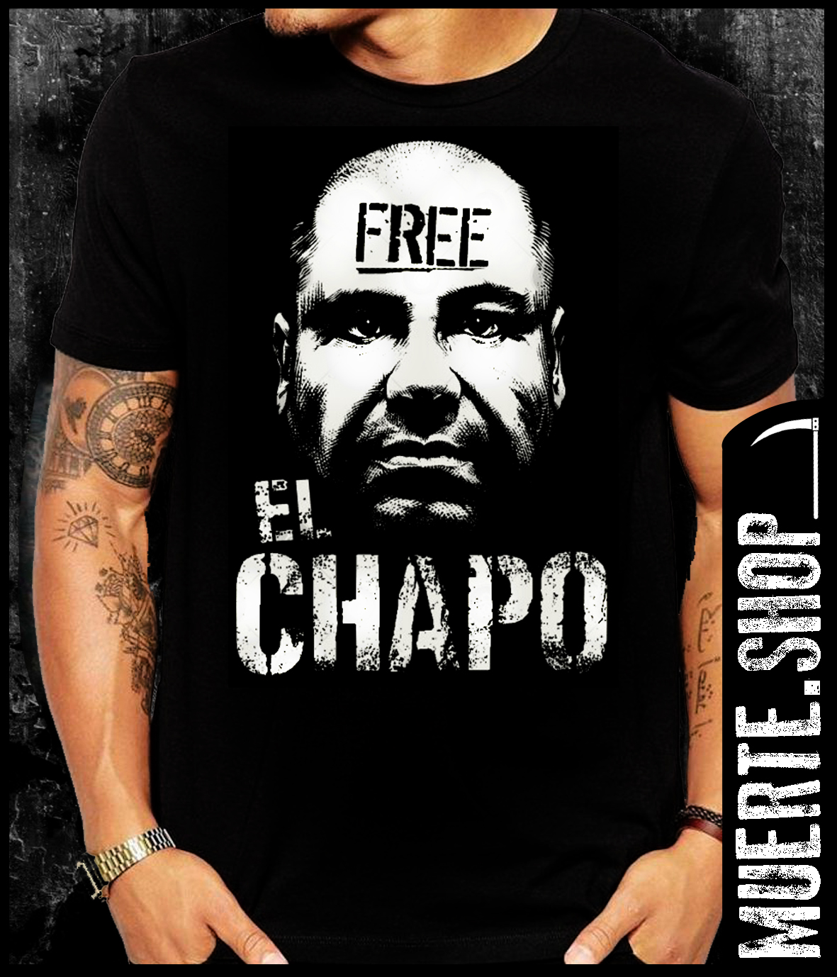 Черна тениска FREE EL CHAPO Черна тениска FREE EL CHAPO